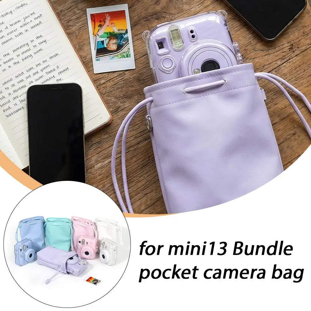 Instax Mini 13 PU Leather Drawstring Camera Bag & Case