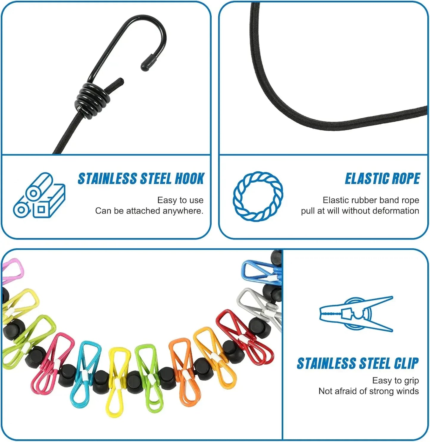Retractable Clothesline with 12 Clips – Indoor & Outdoor Peaceful Pleasures Health and Wellness