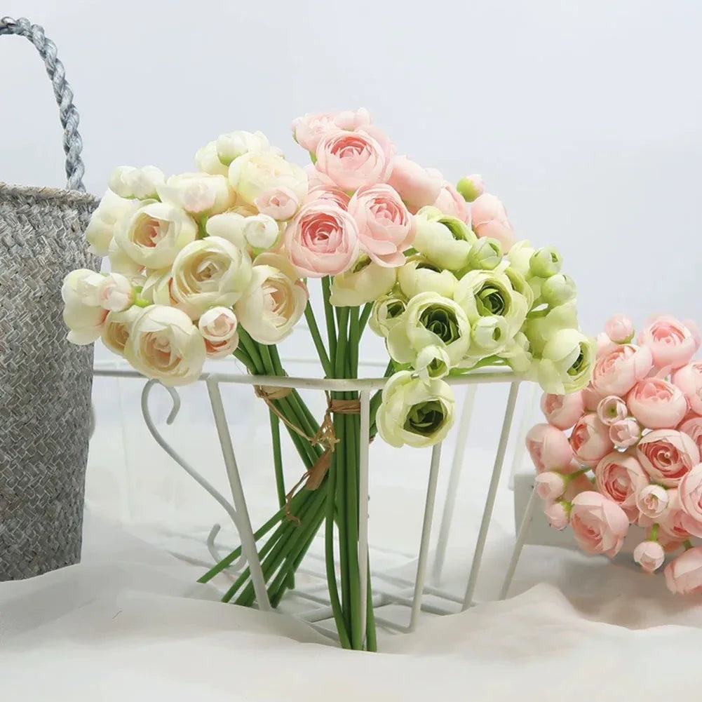 Ranunculus Artificial Flowers Faux Silk Peonies Bulk Vase Rose