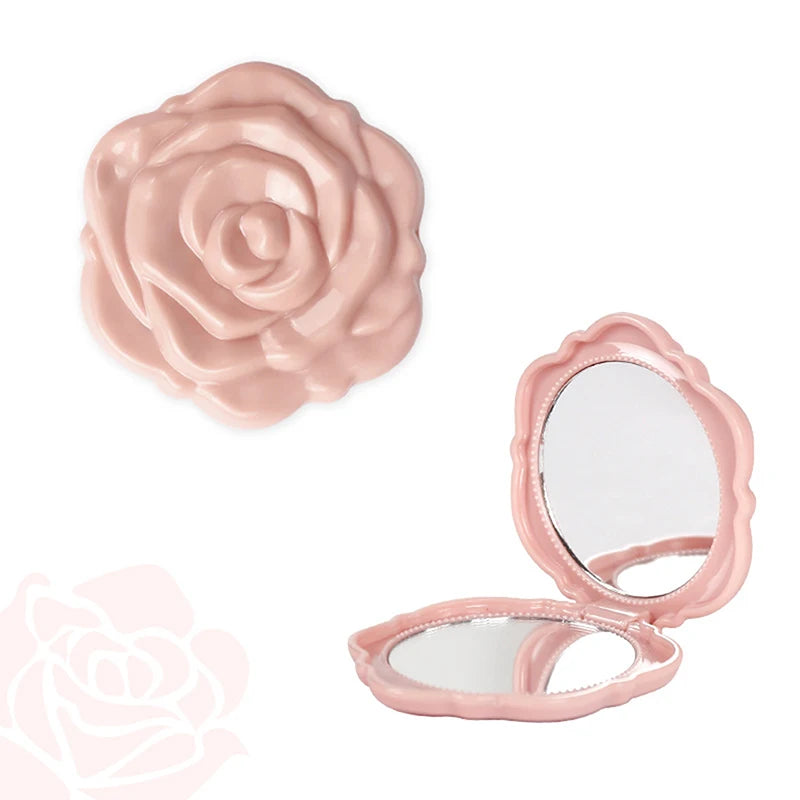 Retro Rose Double-Sided Folding Pocket Compact Mirror