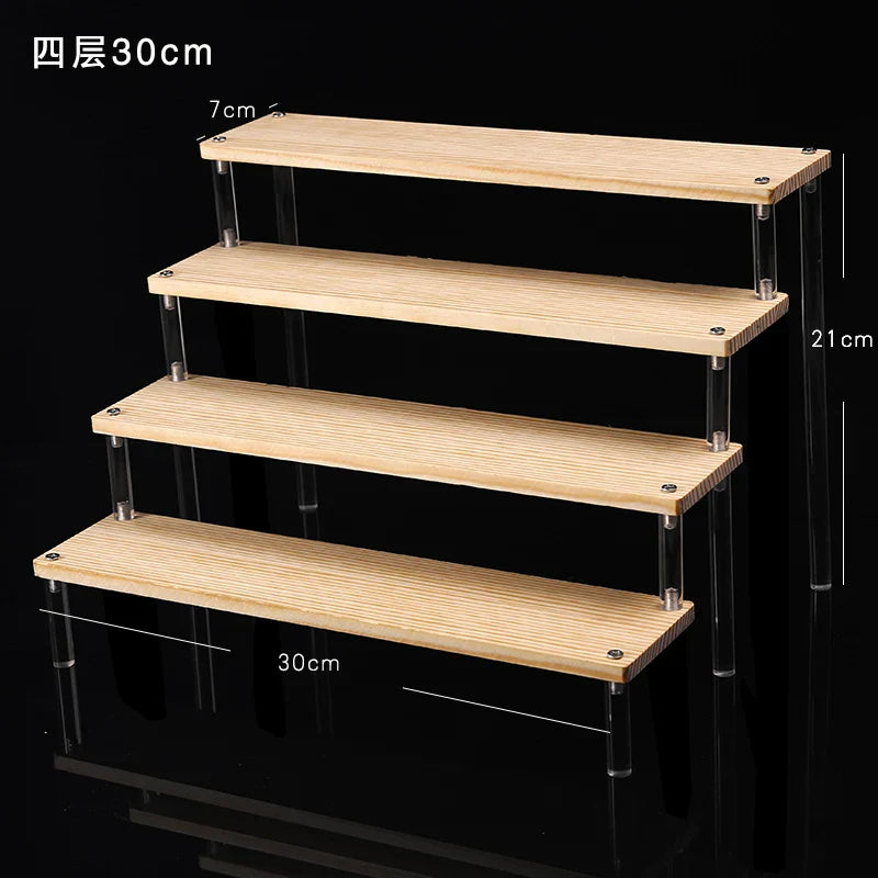 Wooden Multi-Layer Step Display Stand for Figures & Blind Box