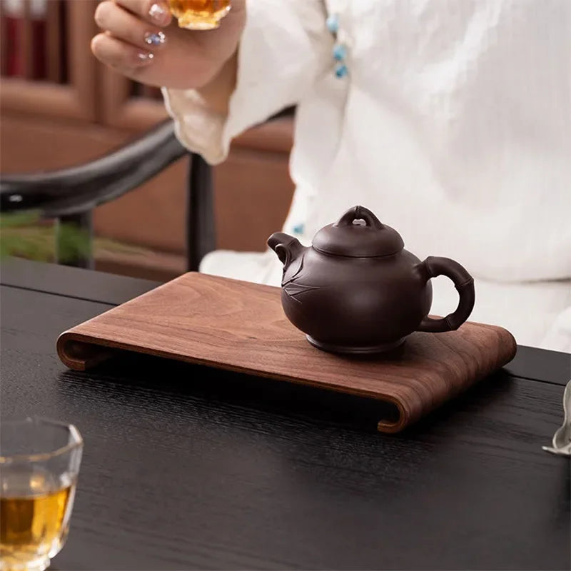 Creative rectangular wooden desktop display rack Hotel Home Coffee Table Decorative Plate Retro Style Heat-resistant Thick Tray Peaceful Pleasures Health and Wellness