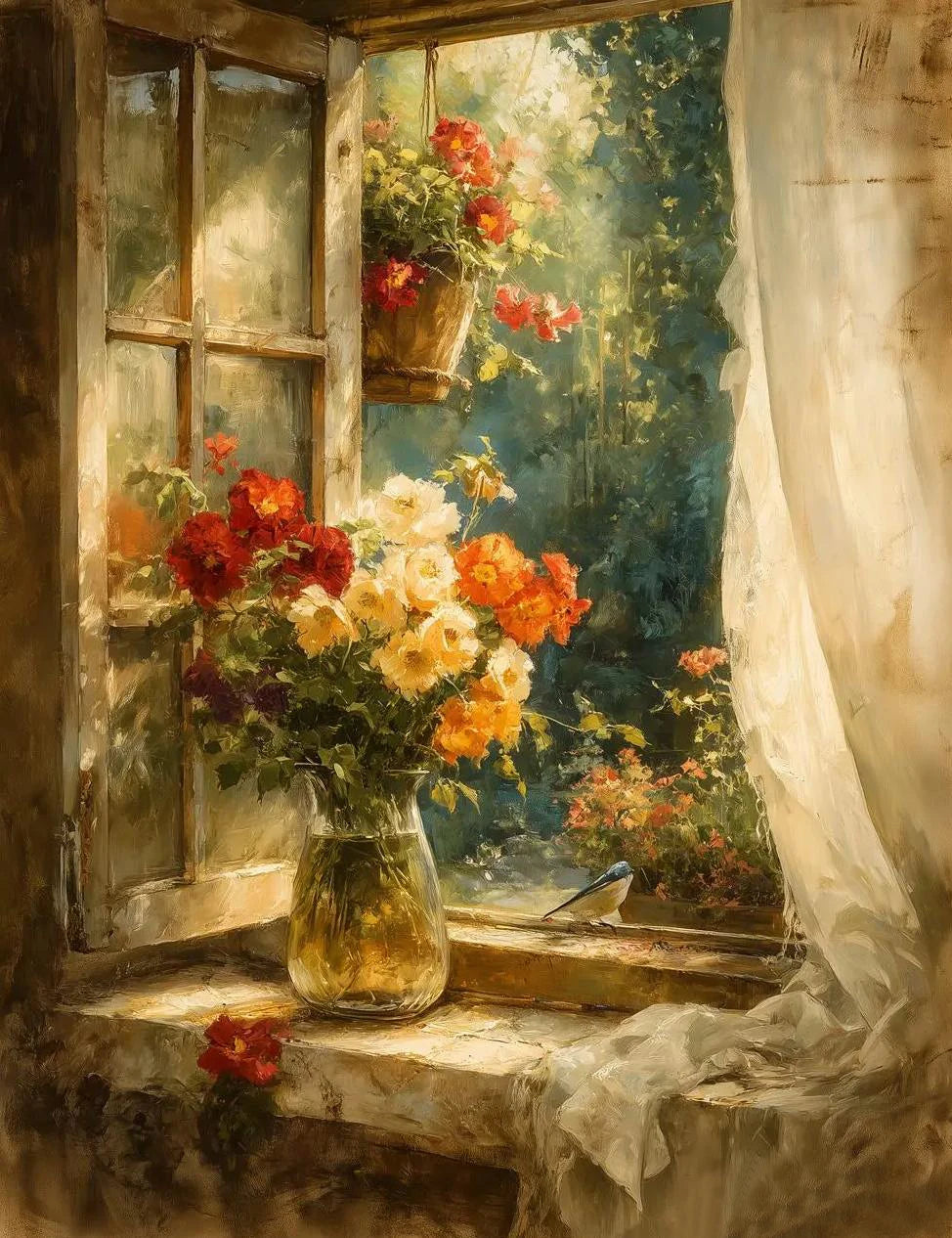 Rural Retro Garden Farm Wooden House Still Life Painting Art Poster Canvas Printing Living Room Sofa Background Wall Deco Peaceful Pleasures Health and Wellness