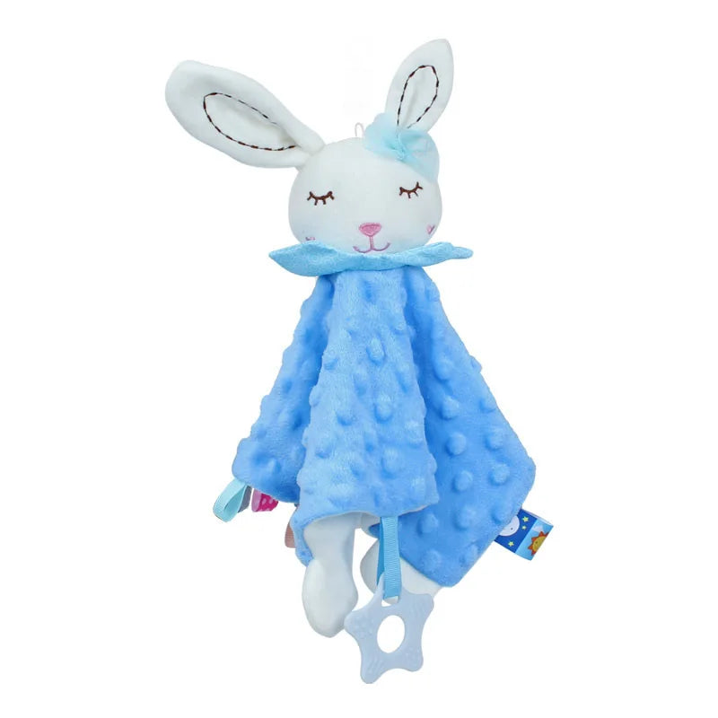 Elephant Baby Comforter Blanket Soft Appease Towel Baby Rattle Animals Toys Soothe Reassure Sleeping Towel Lathe HangingToddler Peaceful Pleasures Health and Wellness Rabbit-Blue