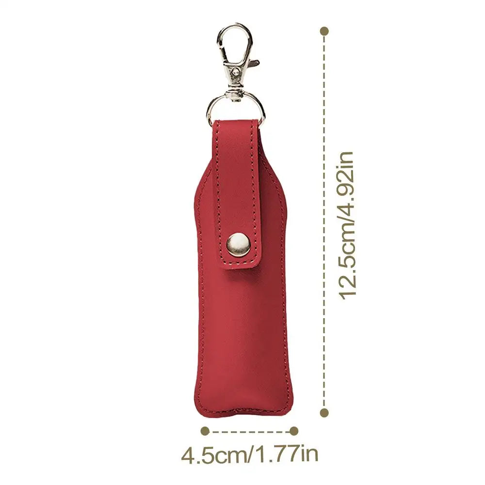 Leather Lipstick Holder Keychain Portable Lip Balm Chapstick Pouch for Women Girls, Travel Essential Keyring Organizer Peaceful Pleasures Health and Wellness A