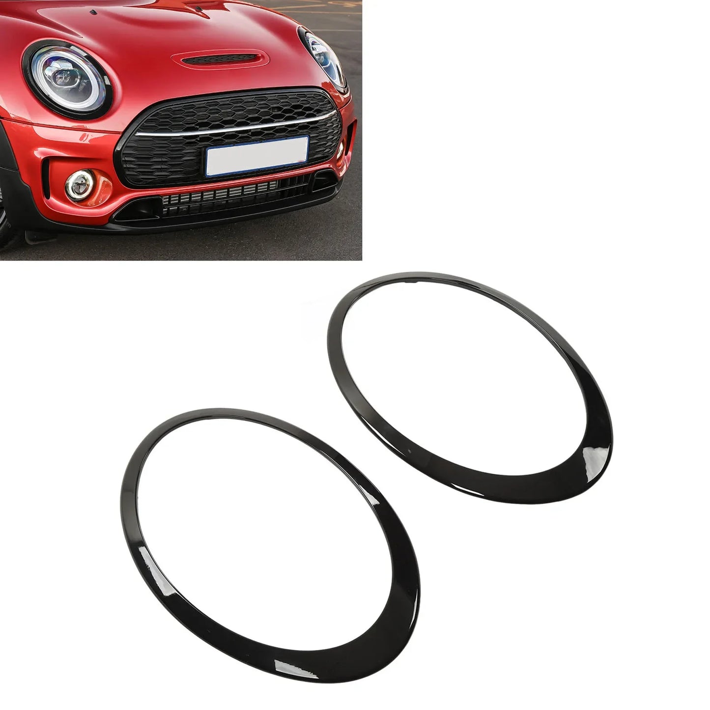Gloss Black Headlight Surround Cover Trims Molding MINI Cooper