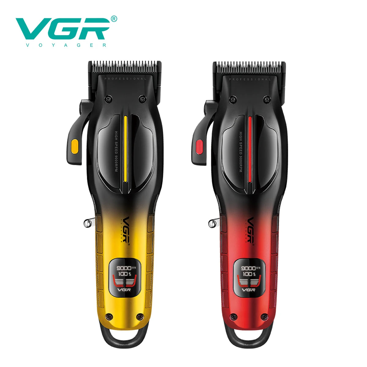 VGR high-end professional hair clipper gradient metal body hair trimmer 9000 RPM LCD digital display electric push shear V-026 Peaceful Pleasures Health and Wellness