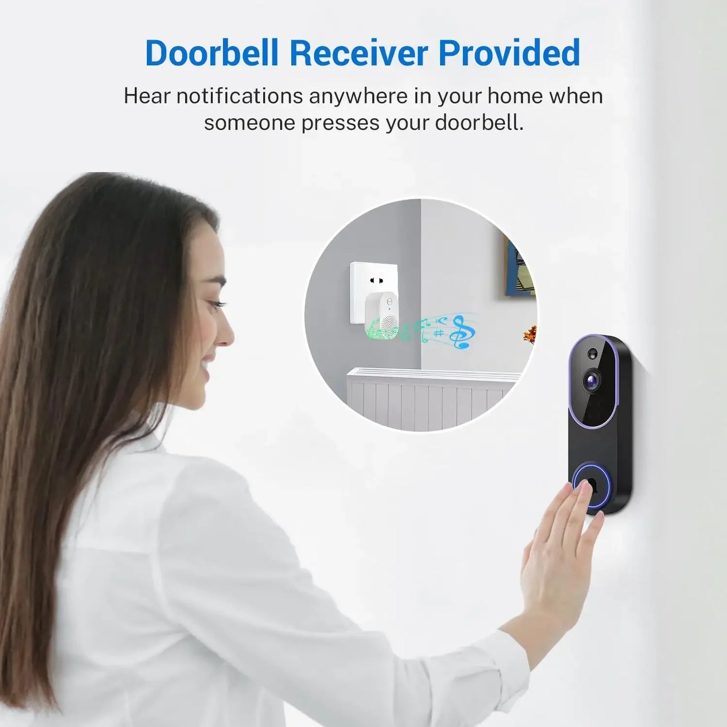 Smart Wireless Video Doorbell Camera with AI Detection, Night Vision, Cloud Storage, Battery Powered for Indoor Outdoor Use Peaceful Pleasures Health and Wellness