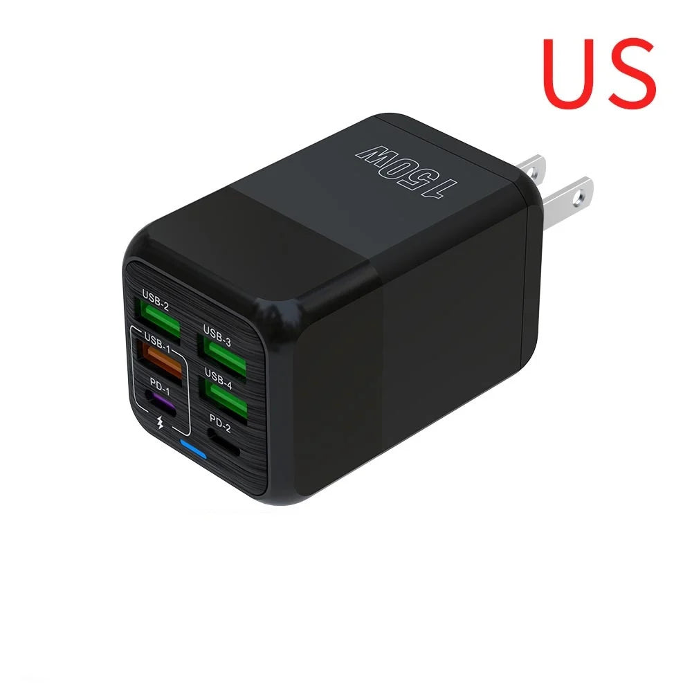 150W 6-Port USB-C Wall Charger | PD QC 3.0 Fast Charging