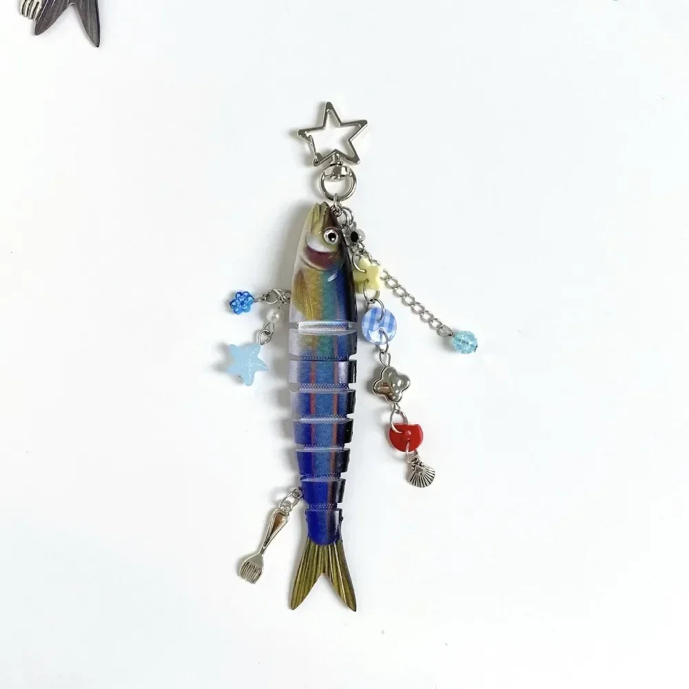 Multi-Jointed Simulation Fish Keychain – Backpack Pendant Gift
