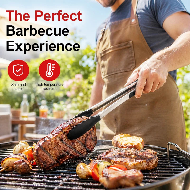 Silicone Tip Kitchen Tongs Set 3 Sizes – BBQ & Cooking Tongs