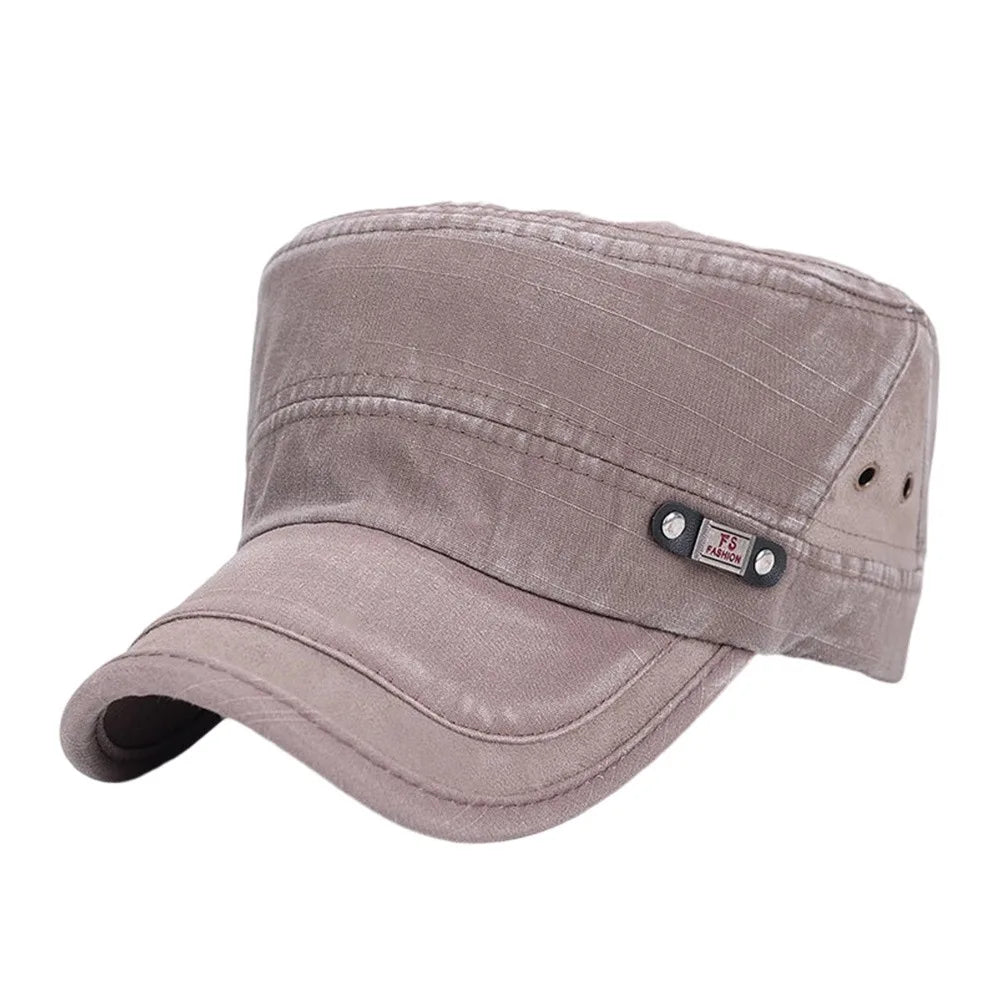 Retro Flat Top Cotton Sun Hat – UV Protection, Unisex