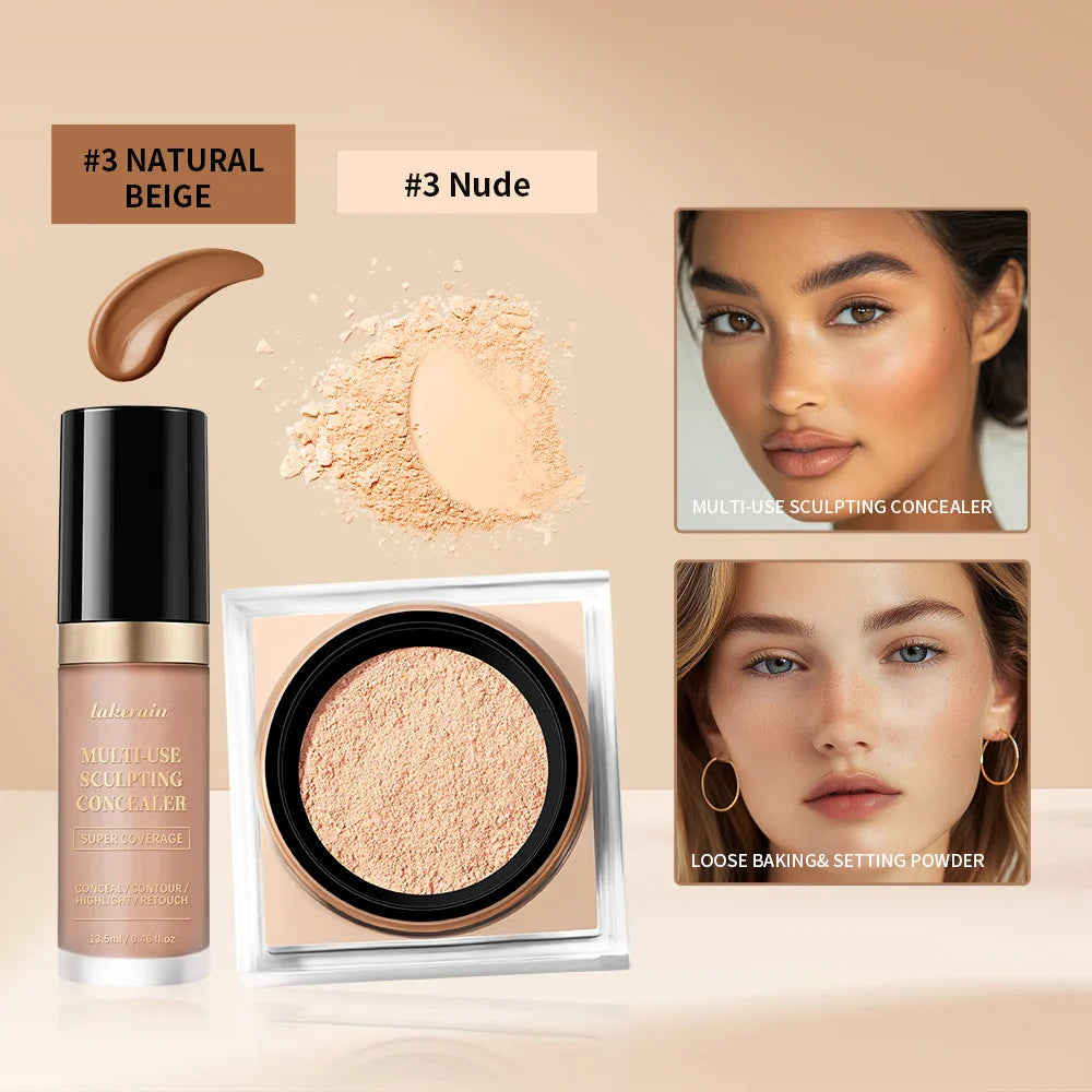 Concealer & Loose Setting Powder Makeup Set – Matte Finish