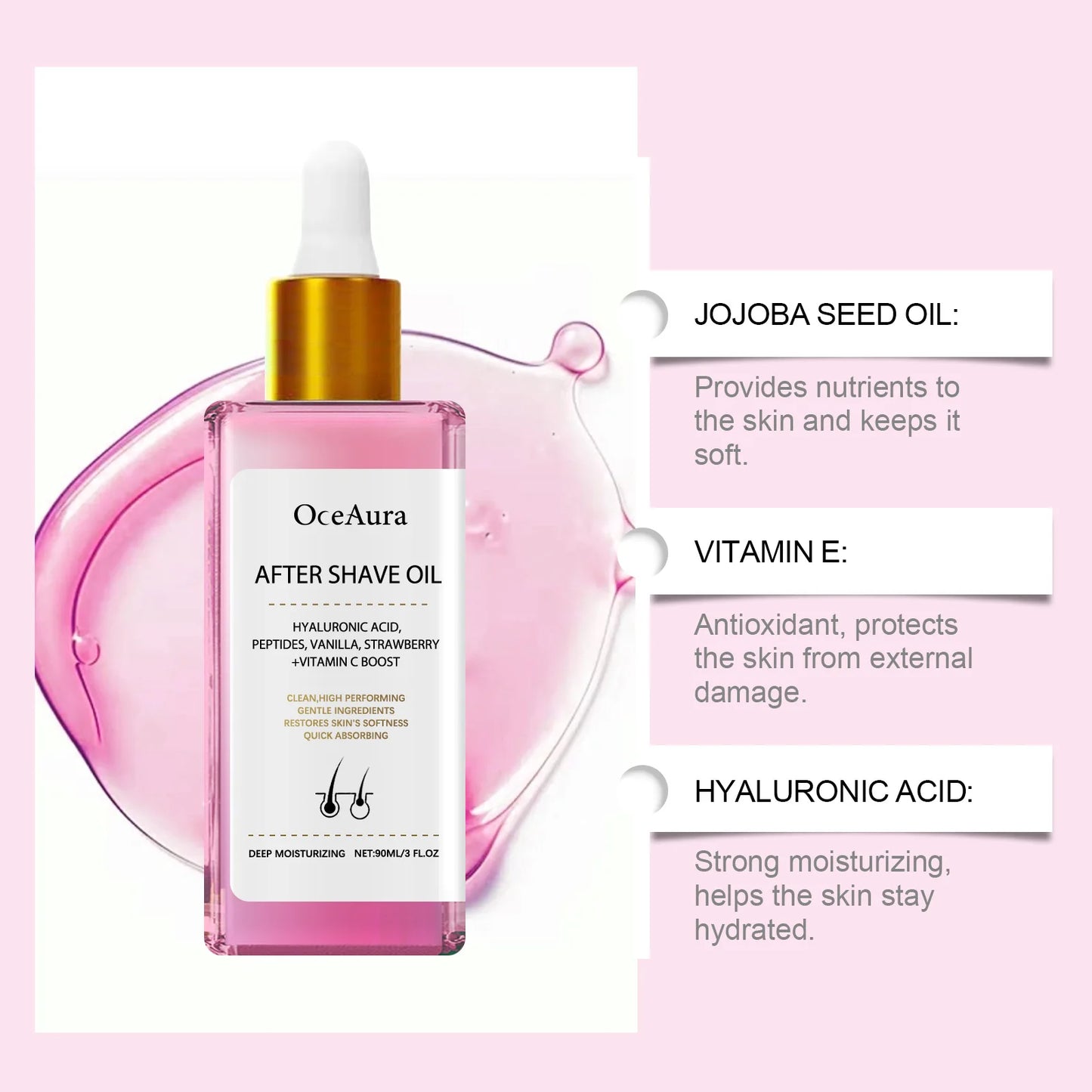 Strawberry Vanilla After Shave Oil Women For Smooth Skin Soft Serve After Shave Oil Shave Oil Prevent Ingrown Hairs & Dryness Peaceful Pleasures Health and Wellness