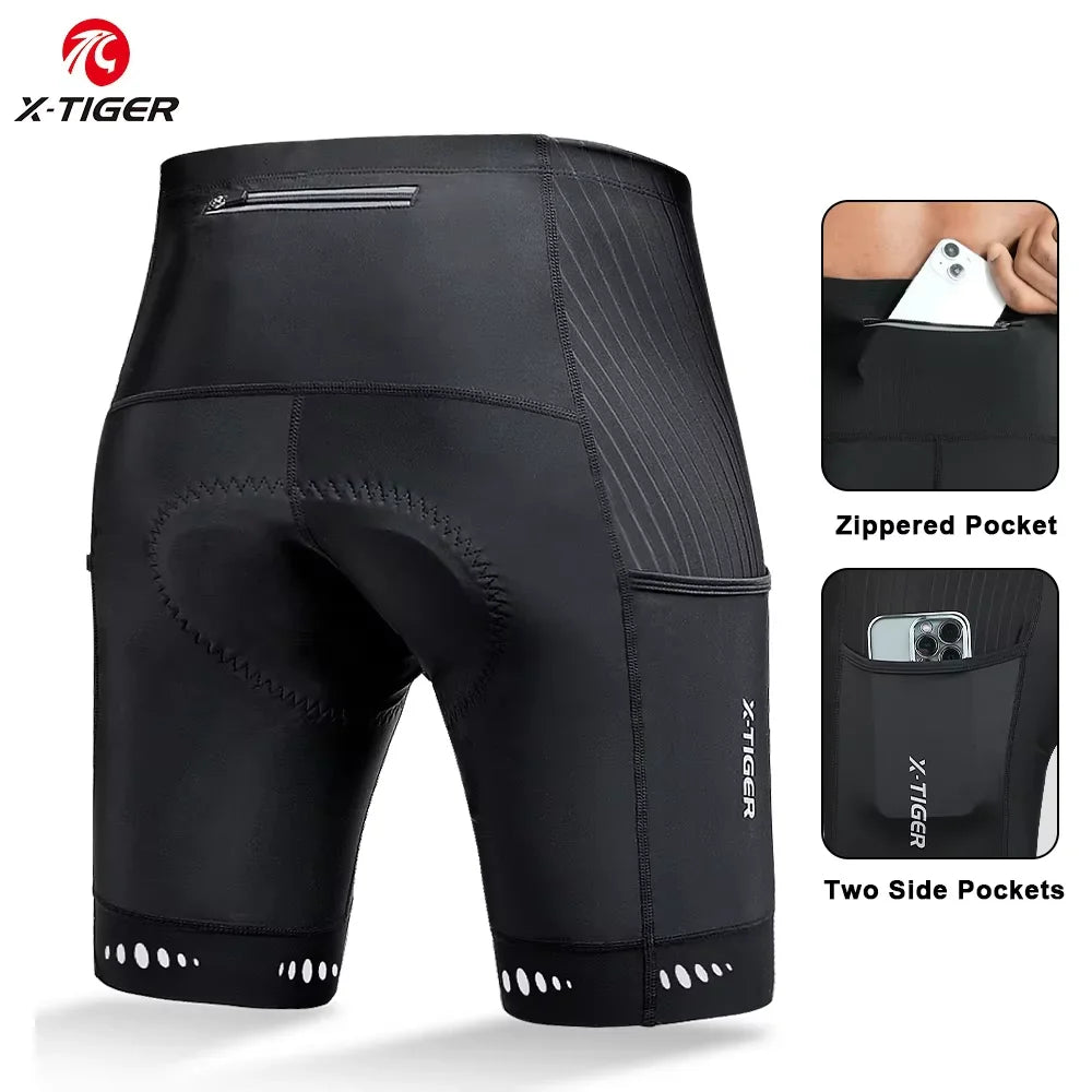 X-TIGER Men's 5D Gel Padded Cycling Shorts with Back Pocket
