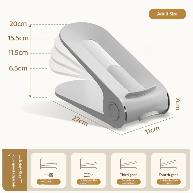 New 10Pcs Shoe Stacker Adjustable Shoe Slots Organizer Shoes Slots Space Saver Double Deck Rack Holder for Children and Adults Peaceful Pleasures Health and Wellness Gray Adults 10PCS