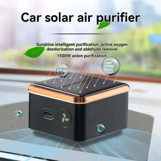 Solar Powered Car Air Purifier Usb Oxygen Cleaner Negative Ion Odor Removal Second-Hand Smoke Removal Car Air Purifier Peaceful Pleasures Health and Wellness