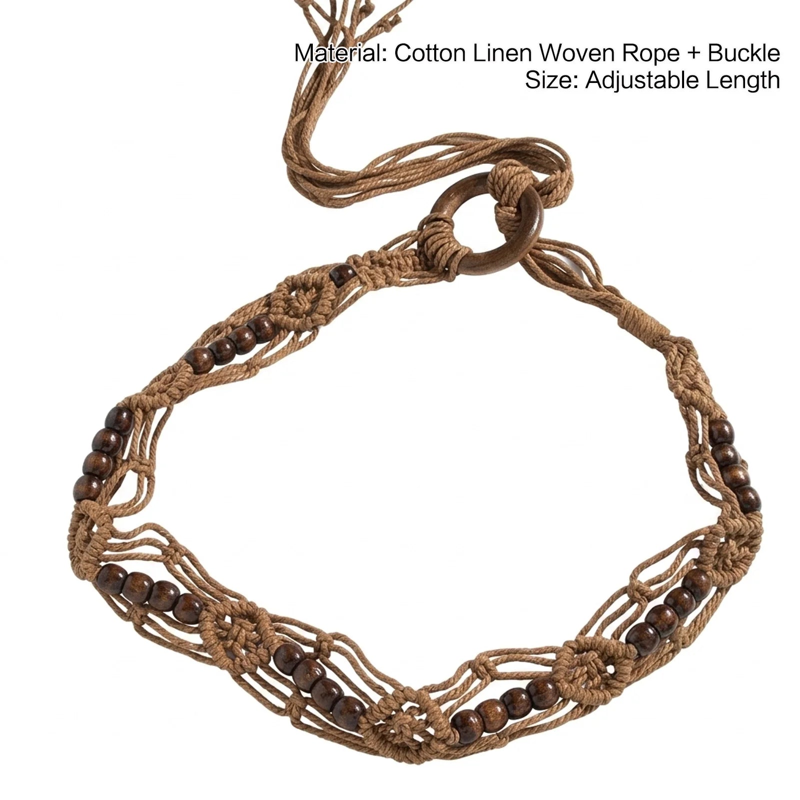 Bohemian Style Woven Belt for Women with Buckle Decoration Long Skirt Matching Peaceful Pleasures Health and Wellness