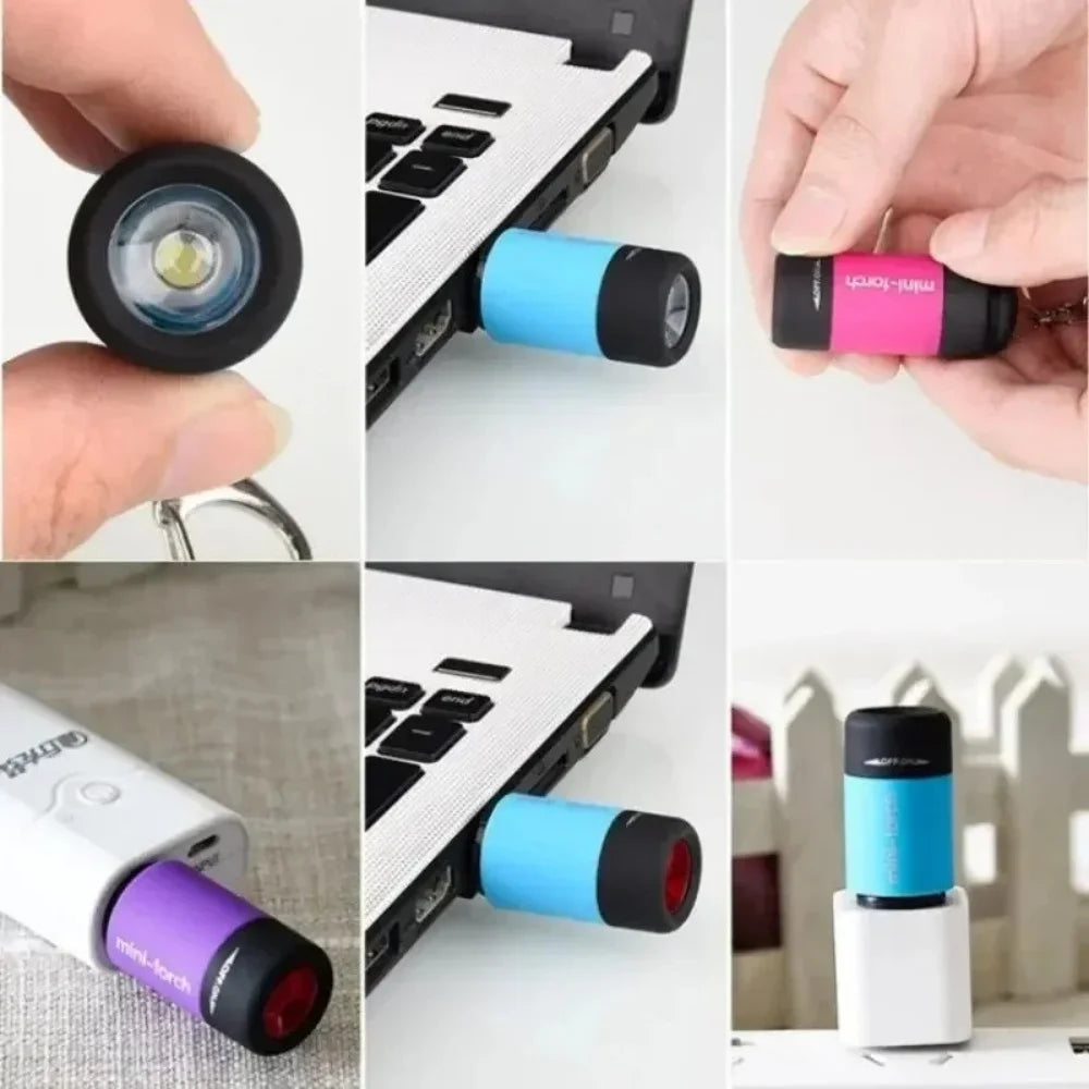 Mini USB Rechargeable LED Flashlight Keychain Waterproof Portable Small Flashlight for Outdoor Camping Hiking Emergency Home Use Peaceful Pleasures Health and Wellness