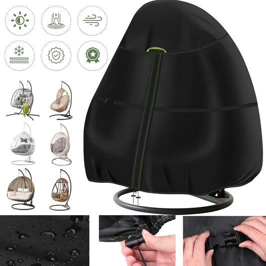 Waterproof Egg Chair Cover | UV & Windproof with Zipper Outdoor Furniture Cover Peaceful Pleasures Health and Wellness
