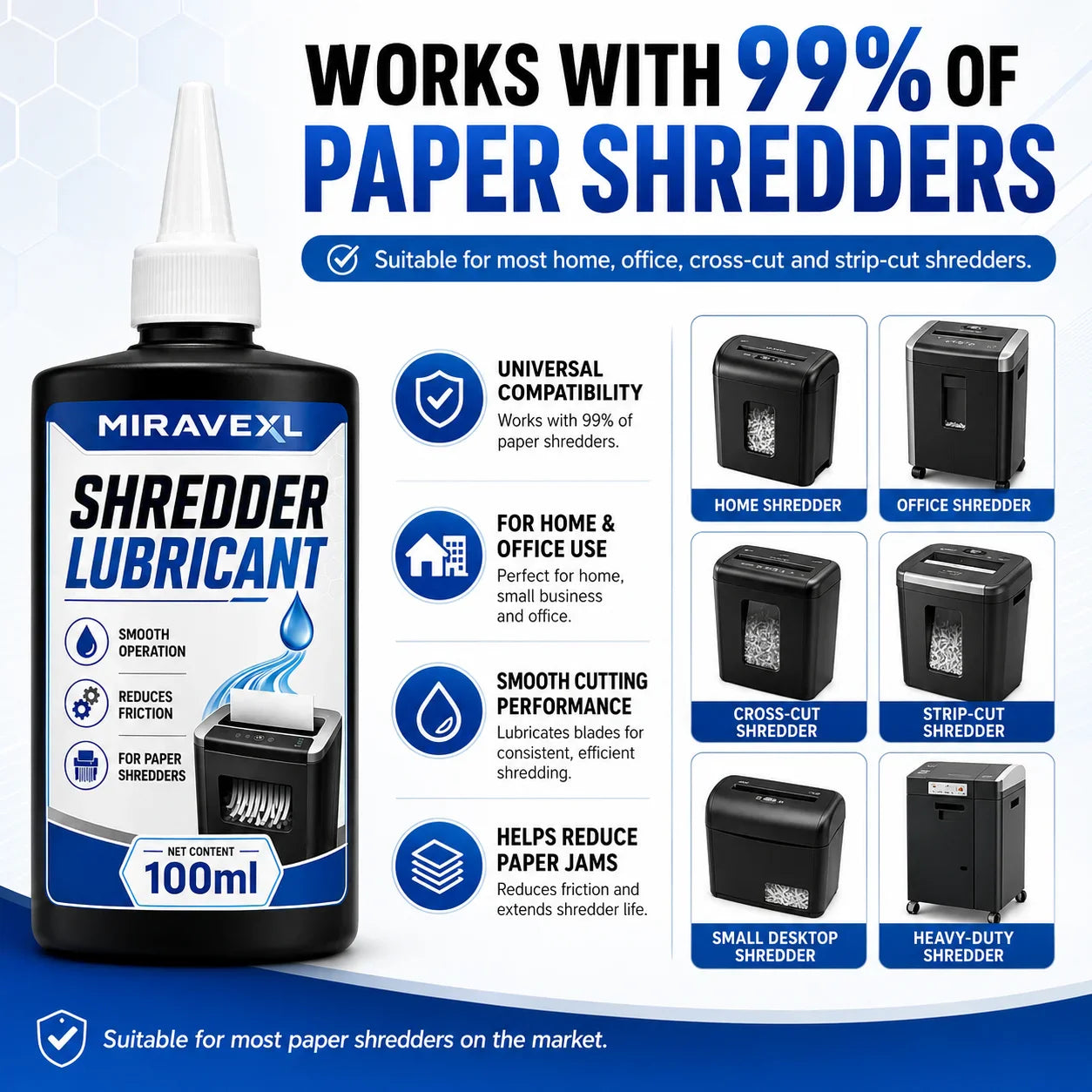 MIRAVEXL Paper Shredder Lubricant Oil – Anti-Jam 100ml