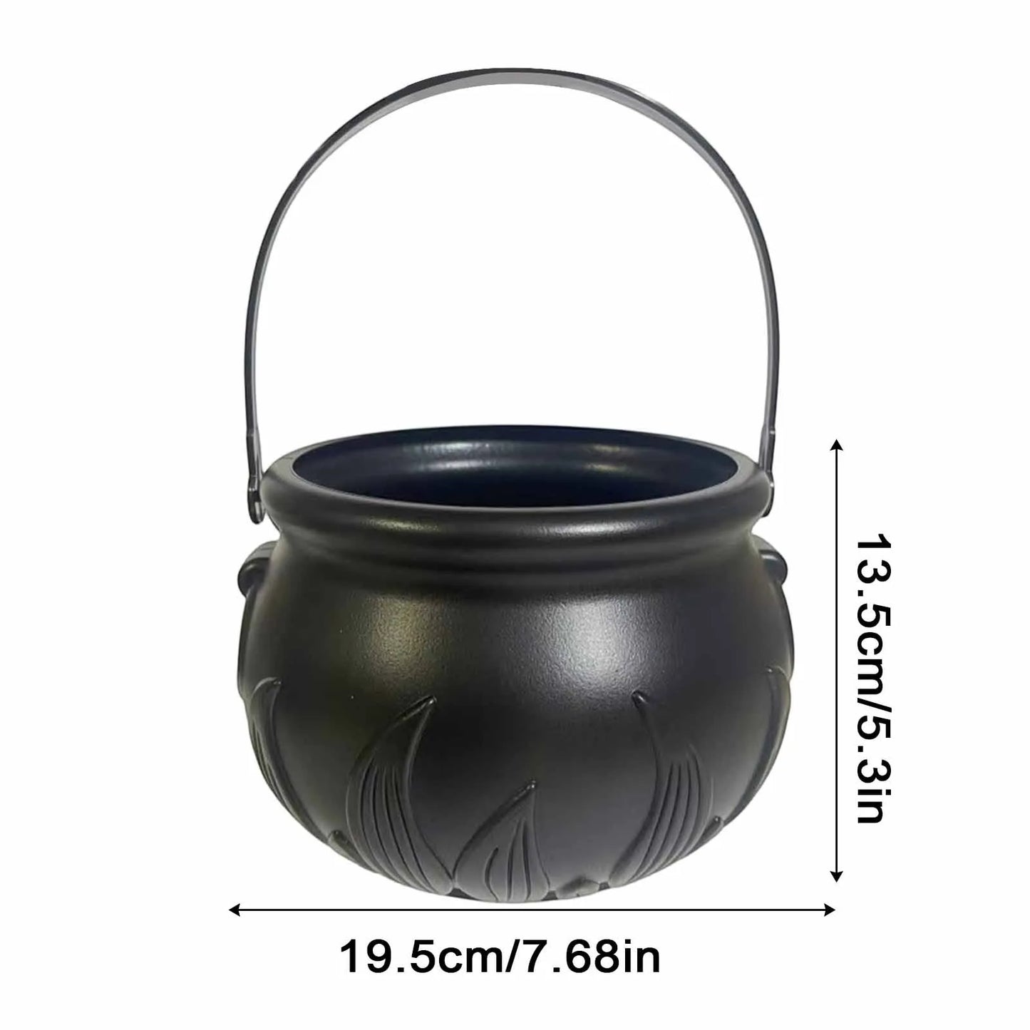 Halloween Witch Cauldron Candy Bucket | Flame Stripe Resin Pot