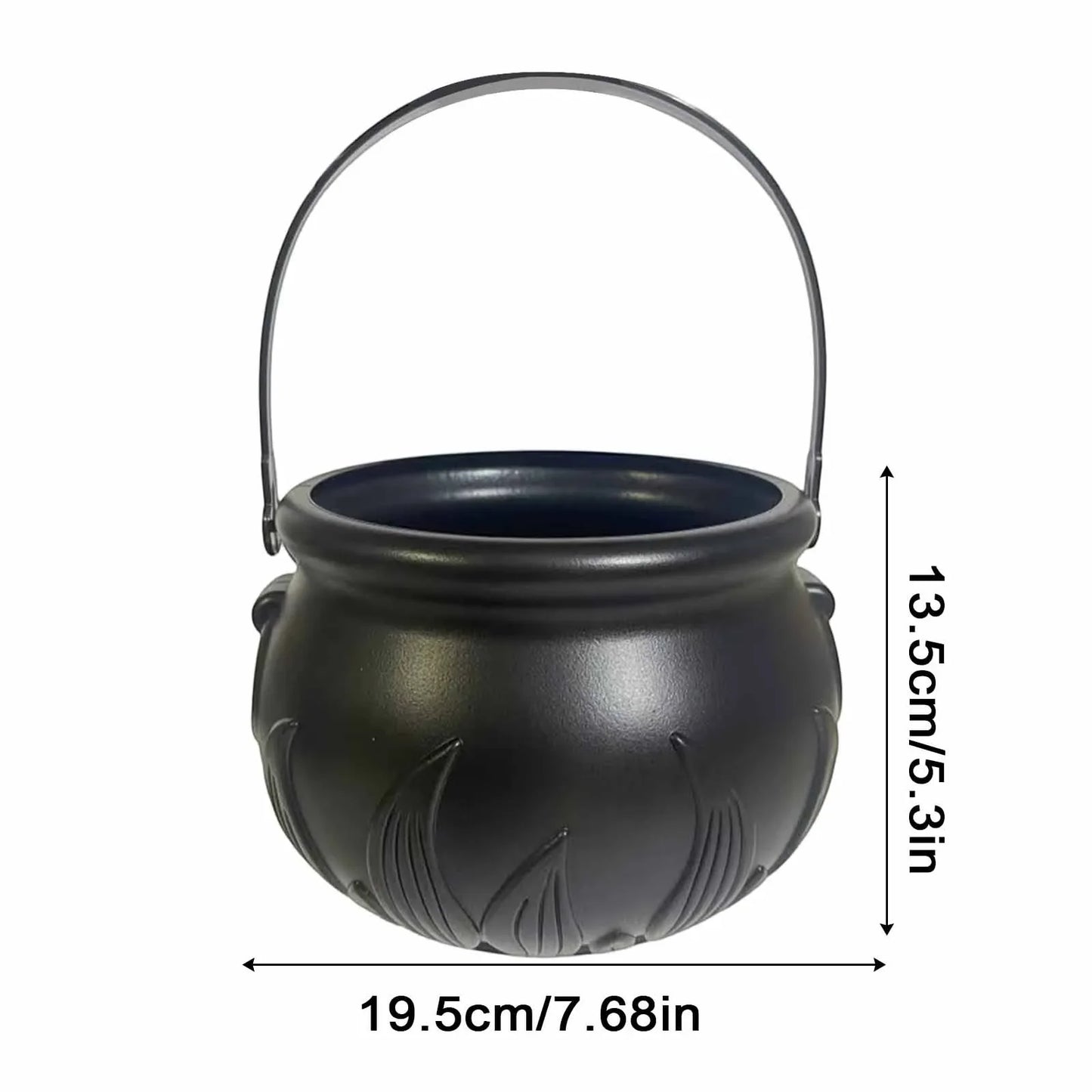 Halloween Witch Cauldron Candy Bucket – Flame Stripe Pot Decor