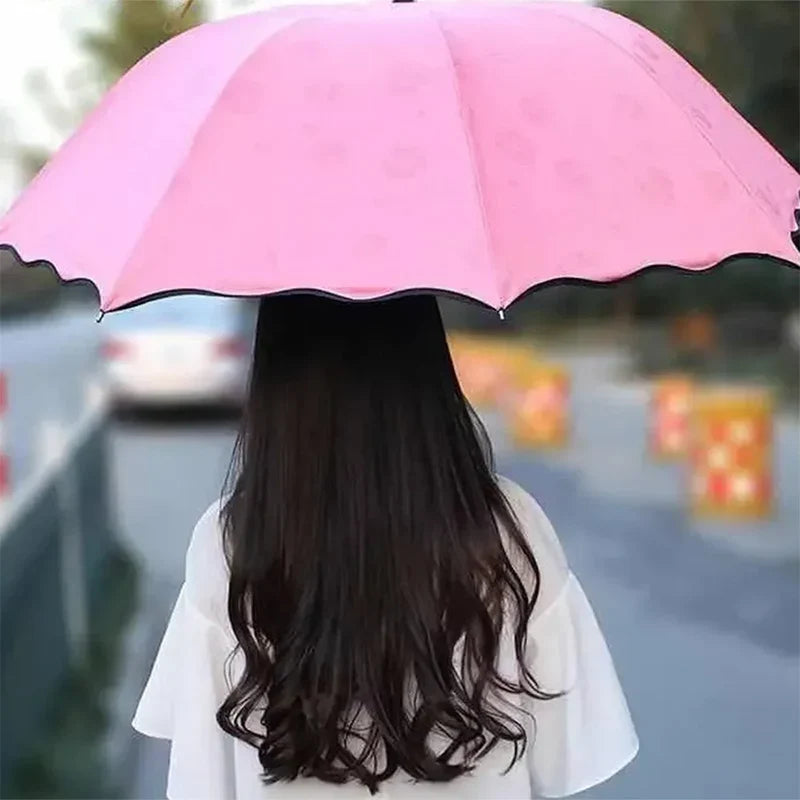 Folding Windproof UV Protection Umbrella – Rainwater Pattern