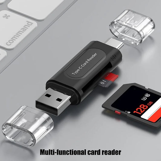 4-in-1 USB-C & USB 2.0 SD/TF Card Reader Adapter for PC Laptop Memory Card Reader Peaceful Pleasures Health and Wellness