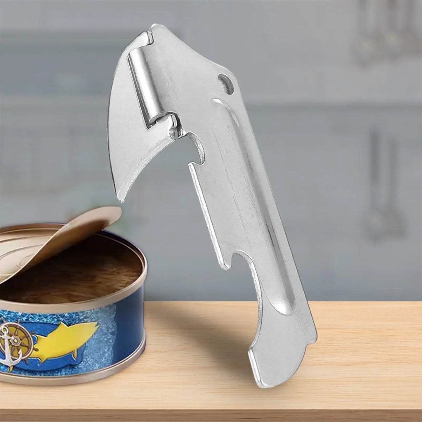 Portable Stainless Steel Can Opener – Safe Cut, Keychain Clip