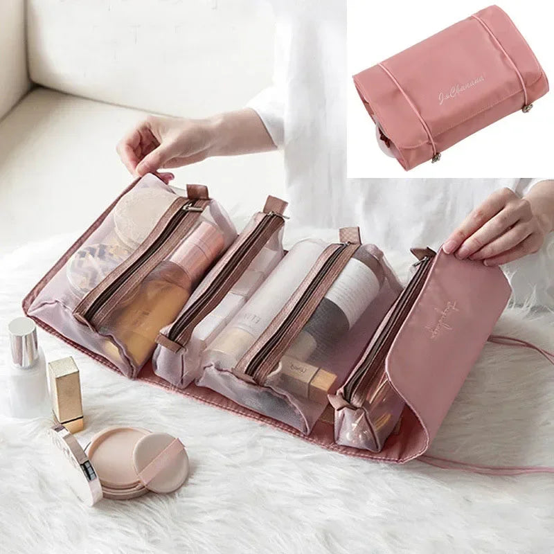 Large PU Leather Travel Cosmetic Bag – Waterproof Makeup Organizer