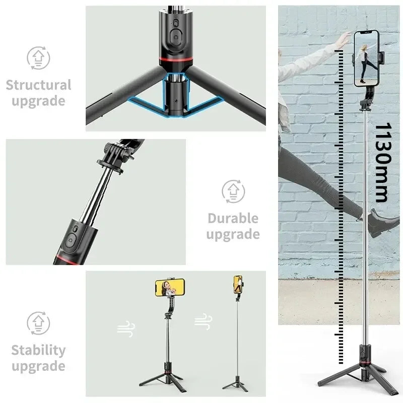 Wireless Selfie Stick for Smartphone 44 Inch Tripod with Bluetooth Remote Foldable Stand for Vlog Shooting Record Peaceful Pleasures Health and Wellness