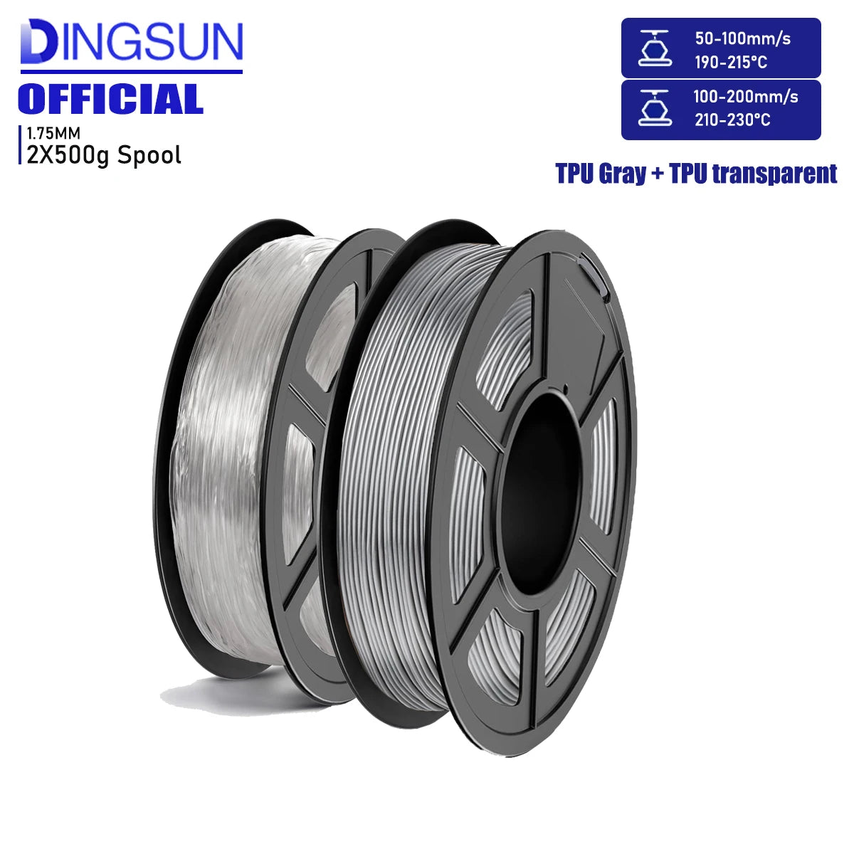 3D Maliang 95A TPU Filament 1.75mm | 2×500G Bundle (1KG)