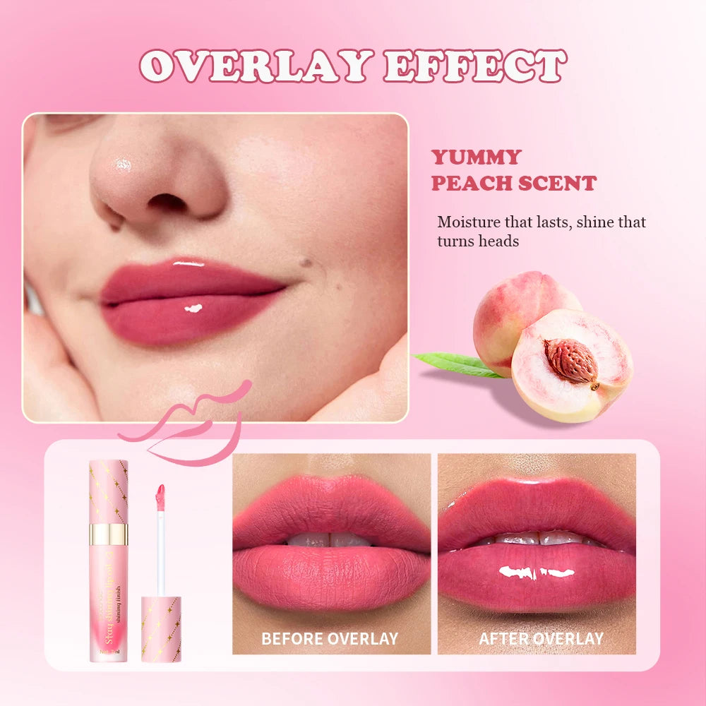 Lip Oil Lipstick Set Lightweight Peach Flavor Lipgloss Lip Deeply Moisturizing Long Lasting Hydration Lip Makeup Cosmetics Peaceful Pleasures Health and Wellness