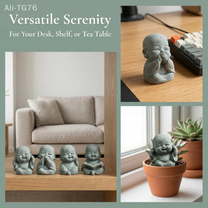 Zen Monk Statues | Resin Figurines for Meditation & Home Decor