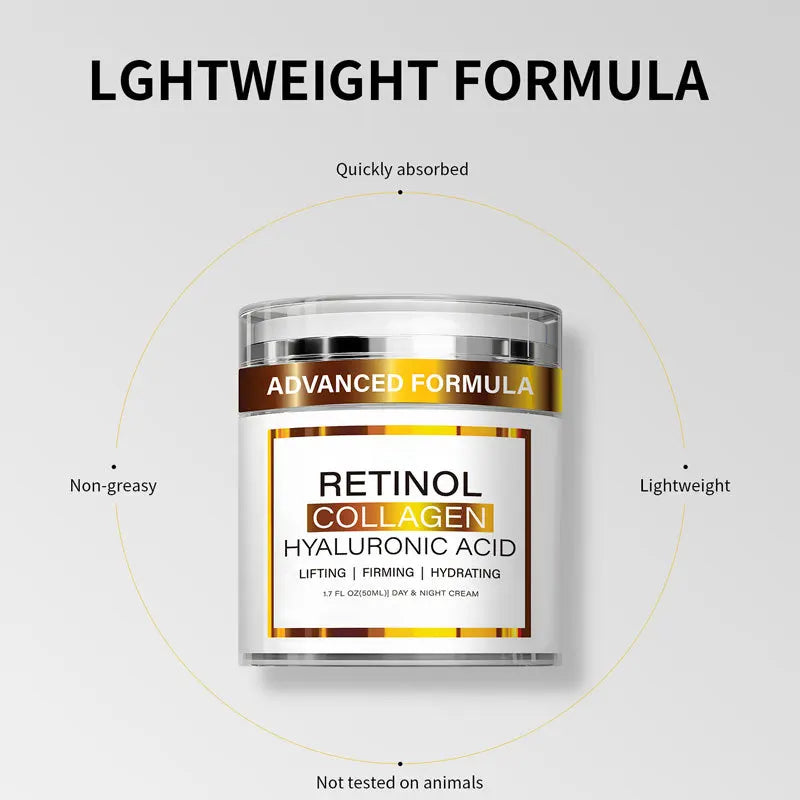 Retinol Cream for Face with Collagen Peptides -Anti Aging Wrinkle Day-Night Cream Facial Moisturizer Tightening and Skin Firming Peaceful Pleasures Health and Wellness