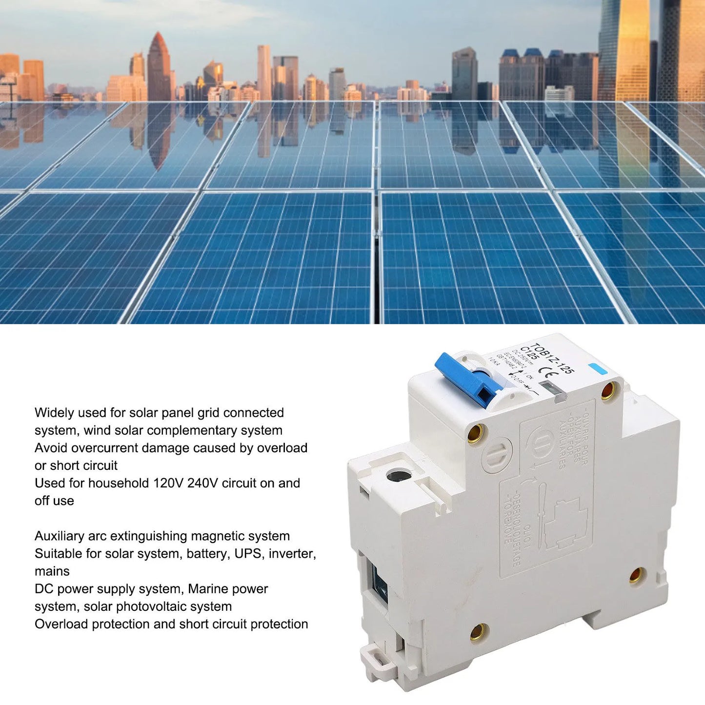 Circuit Breaker Disconnect Miniature Circuit Breaker 1P 125A 250V DIN Rail Mount for Solar PV System TOB1Z 125 C125 Peaceful Pleasures Health and Wellness