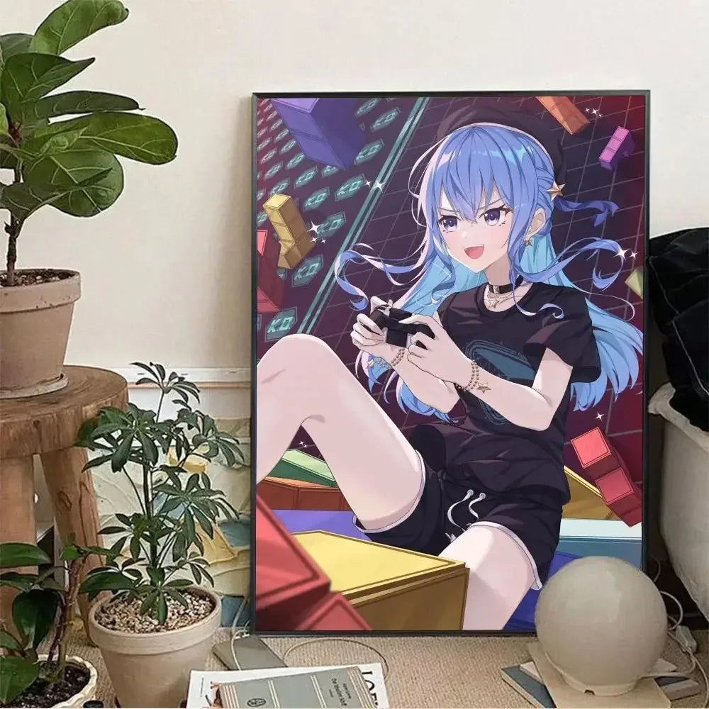 Hoshimachi Suisei Hololive Anime Canvas Wall Art Poster