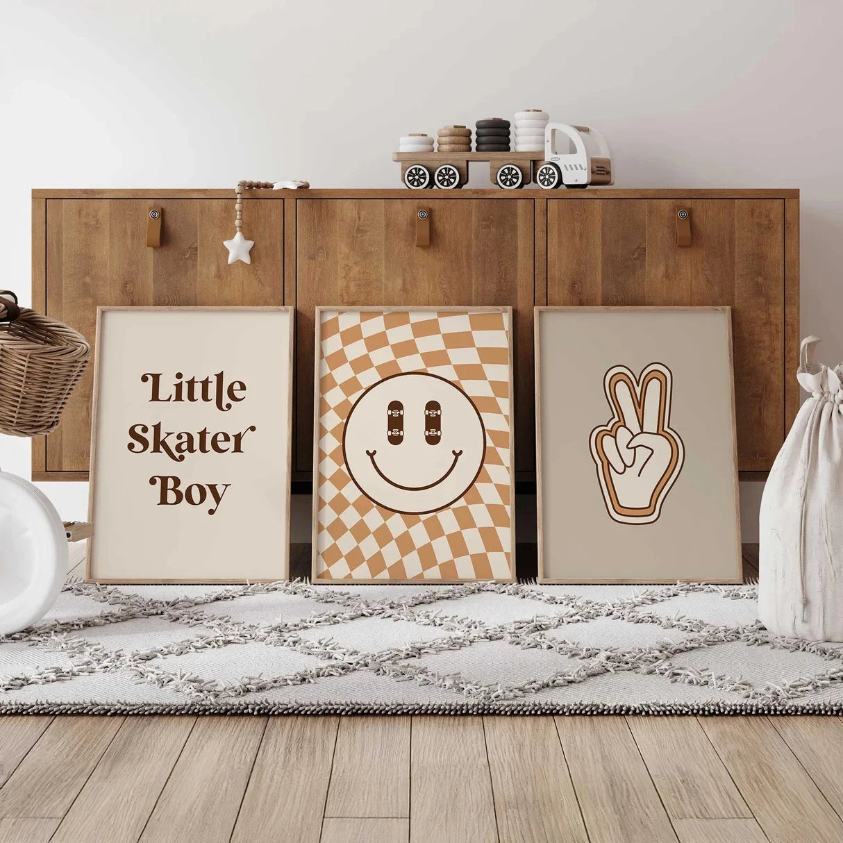 3-Piece Boys Skater Cartoon Canvas Wall Art | Kids Room Decor