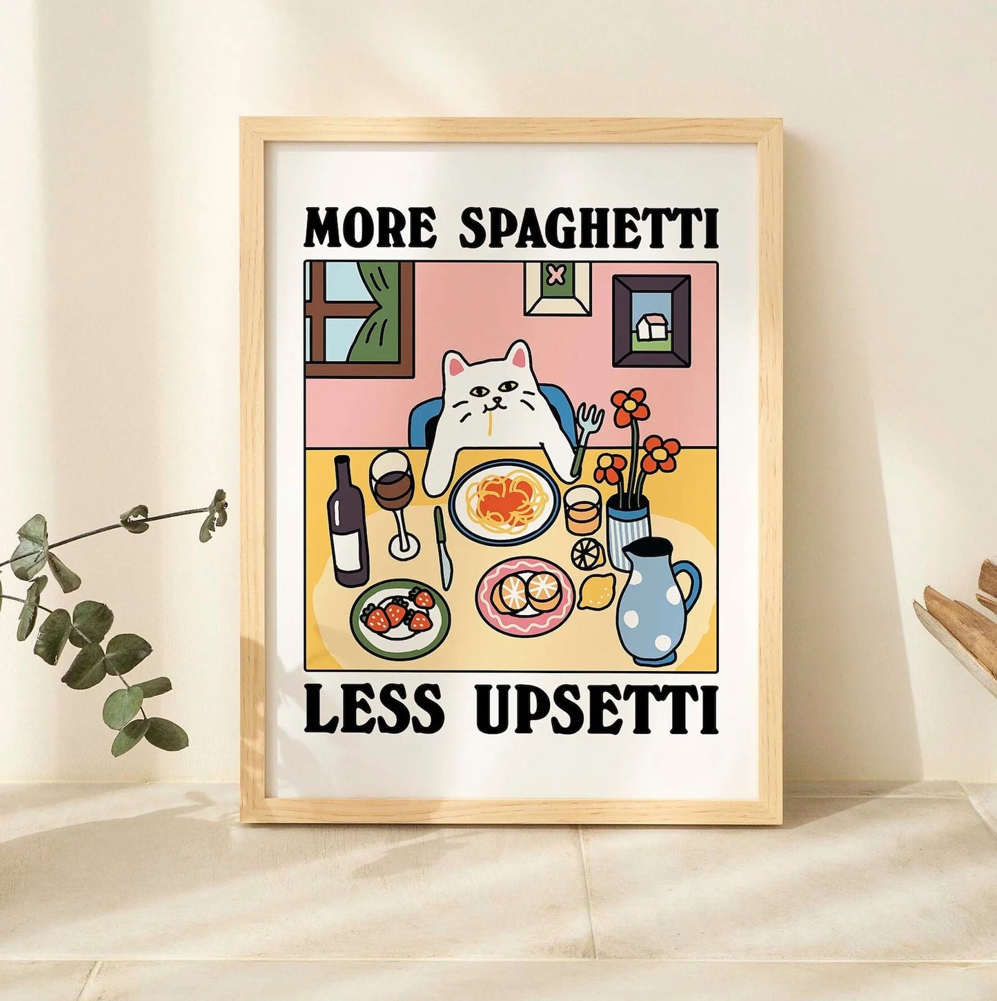 More Espresso Less Depresso Black Cat Canvas Wall Art Print