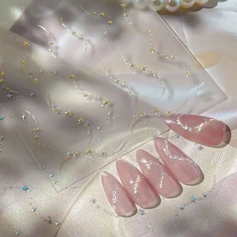 Gold Silver Holographic Star Nail Stickers – DIY Nail Art