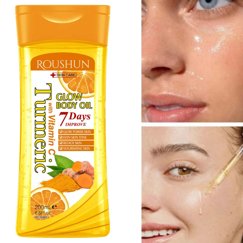 200ml Turmeric VITAMIN C Body Oil Body Skin Care Oil Moisturizing Hydrating Care Suitable for All Seasons Body Face Hand Peaceful Pleasures Health and Wellness