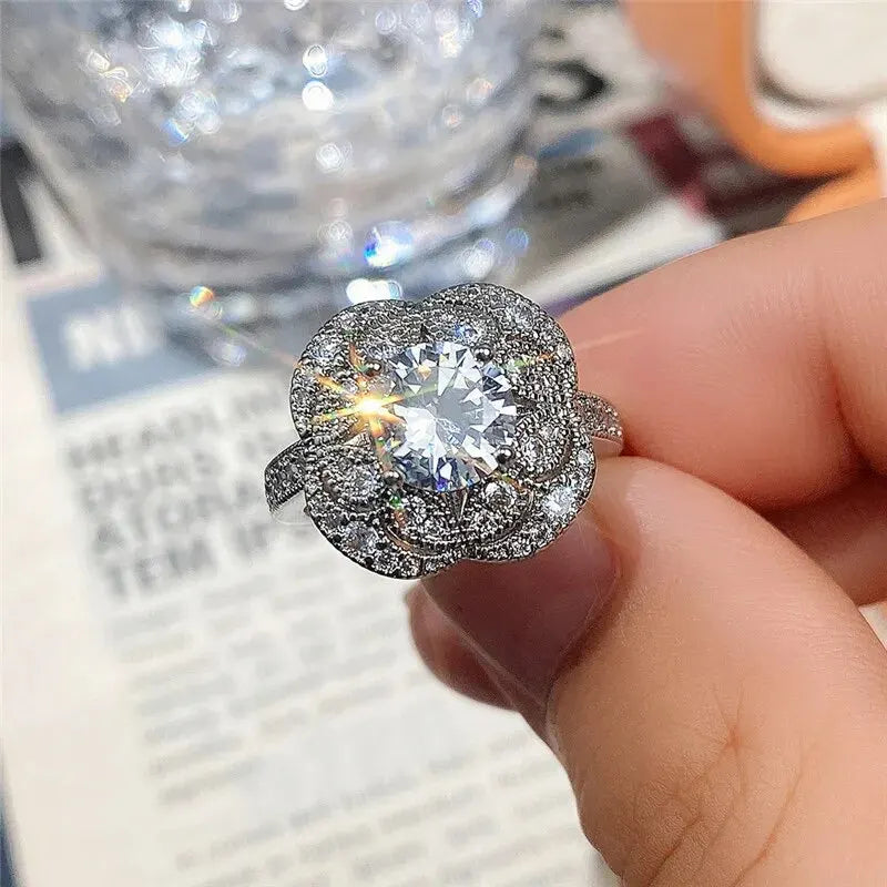 925 Silver CZ Diamond Bridal Ring Set – Women's Wedding Ring