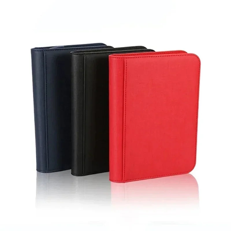 PU Leather 160 Pockets Cards Side Loading Binder TCG Game Zipper Card Album With 4 Sealed Fixed Pockets Pages For MG/PKM/FOW/YGO Peaceful Pleasures Health and Wellness