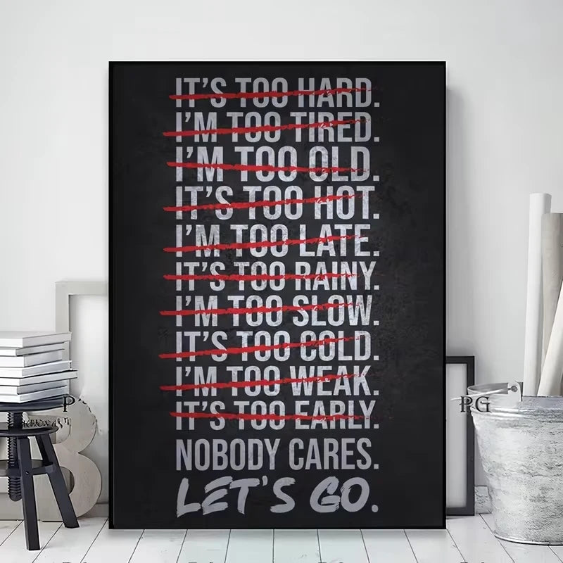 Minimalist Black & White Gym Motivational Canvas Wall Art Print