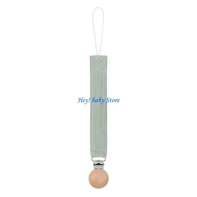 Baby Pacifier Clip Chain Holder | Cotton, Metal & Beech Wood
