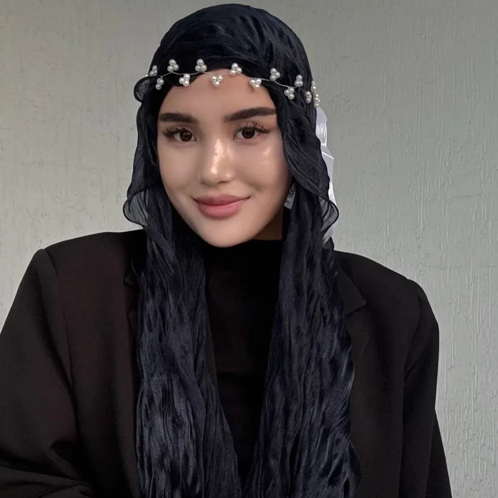 Solid Chiffon Scarf – Ruffled Shawl, Hijab & Wrap for Women