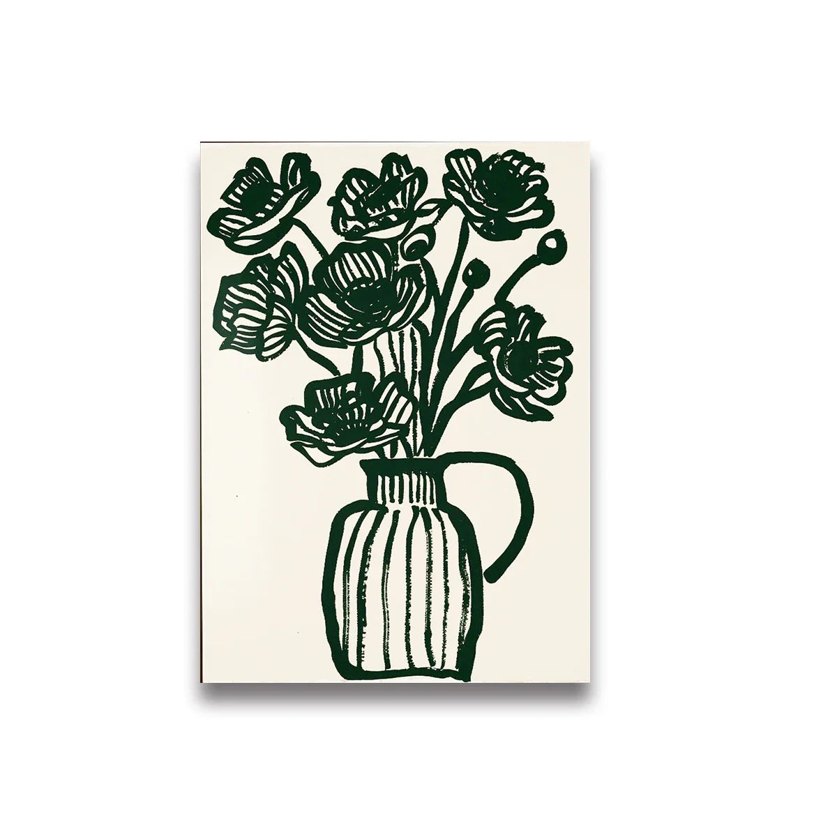 Abstract Woman Coffee Canvas Print | Green Stripe Modern Wall Art Canvas Wall Art Peaceful Pleasures Health and Wellness