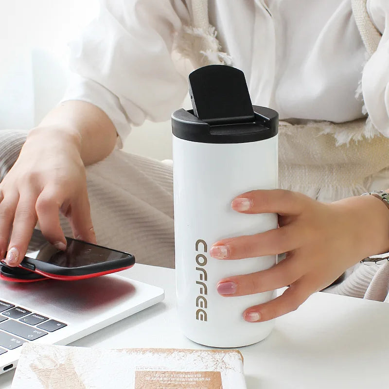 Stainless Steel Vacuum Thermos Travel Mug – Leakproof, 24Hr