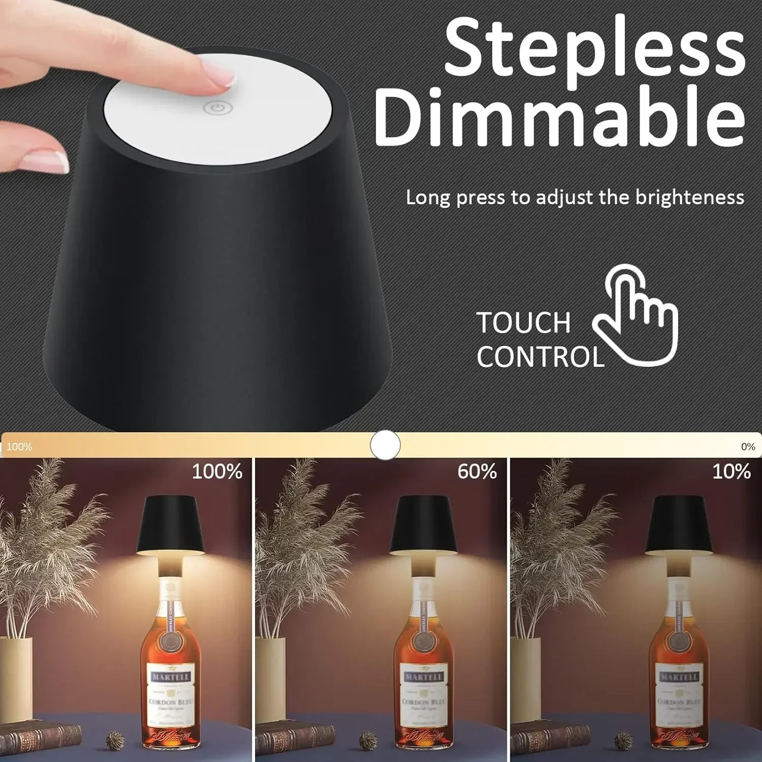Rechargeable Table Lamp LED Touch Sensor Desktop Night Light Wireless Reading Lamp for Restaurant Hotel Bar Bedroom Decor Light Peaceful Pleasures Health and Wellness